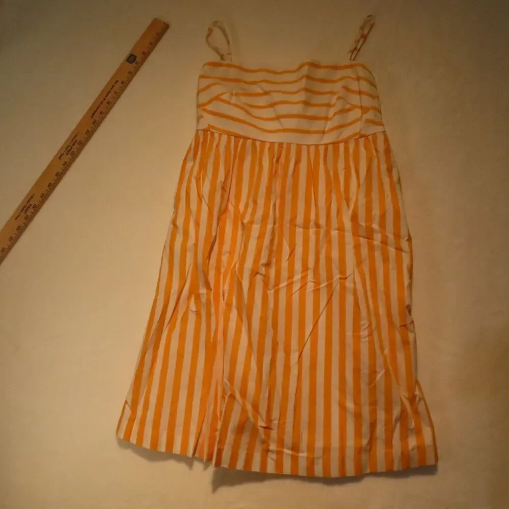 NWT J.Crew Strappy Tie-Back Mini Dress Marigold Stripe Mix Sundress Womens 6 BR9